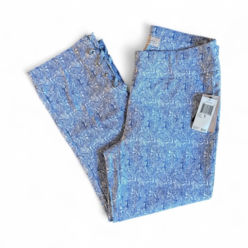 Anthropologie Capri Pants – Blue & White Paisley NWT - Picture 8 of 11